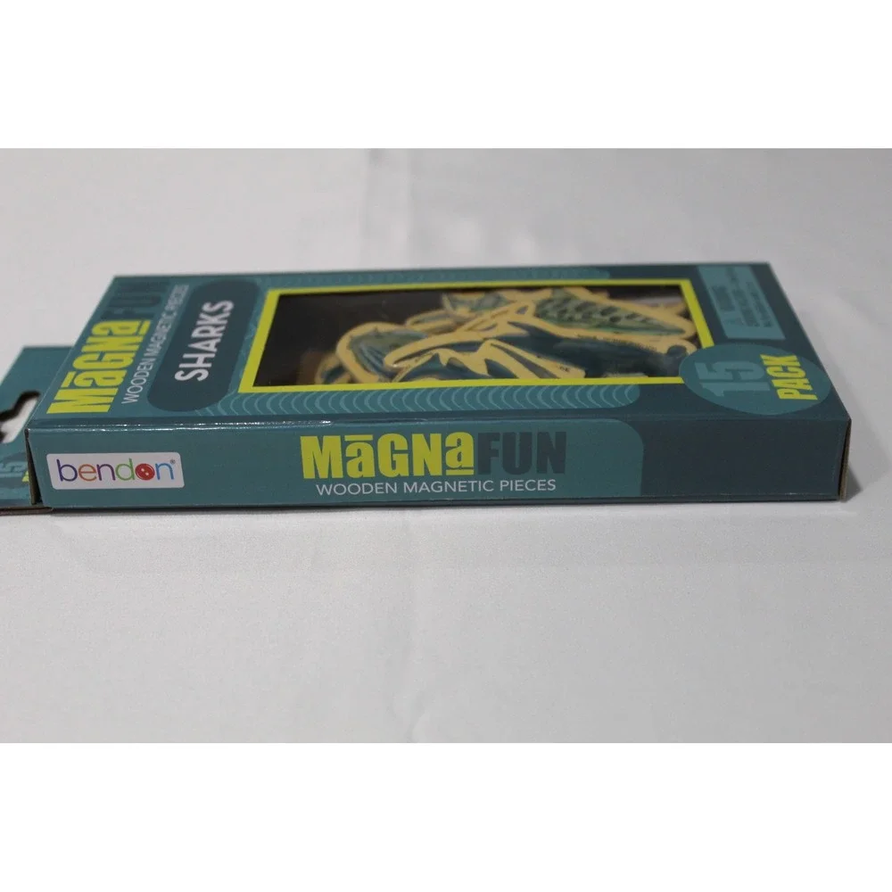 Bendon MagnaFun Sharks Wooden Magnetic Pieces 15 Pack Kids Educational Toy New